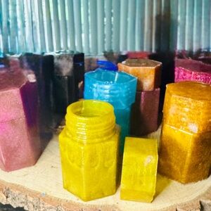 Colorful Hexagon Screw Top Jar